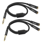 SiYear 1/4" Splitter Cable, 6.35mm TRS to Dual 1/4 inch Female Stereo Y Headphone Splitter Cable for Studio,DJ,Amplifier,Karaoke, Live Sound Systems etc(30cm /2PACK)