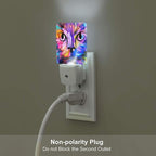 FSHVQKD Colorful Cat Face Night Light,Plug Into Wall Decor for Stairway,Hallway,Kitchen,Dusk to Dawn Sensor Nightlights for Boys/Girls/Women/Men Room Gifts