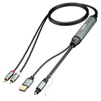 Adoreen Unidirectional 2 RCA Input to SPDIF/Toslink Output Optical Adapter Cable 6 Ft, Analog to Digital Audio Converter, 48Khz/96Khz for Turntable CD DVD to Soundbar TV Home Theater System