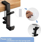 Headphone Stand - Aluminum Alloy Headphone Holder, Under Headset Stand for Desk Fit for PC Gaming Headset Hanger Hook Suitable for Office, Computer, Student Class Desk, Handmade Creator Table (Black2)