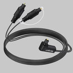 Bangun 90 Degree Optical Audio Splitter 1 in 2 Out Cable, Digital Toslink Fiber Optical Splitter Audio Adapter Cable (1 Male Input 2 Male Output) for TV, Soundbar, 10ft