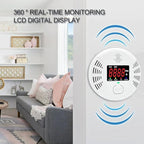 Carbon Monoxide Detector and Smoke Alarm Combined with AA Battery Powered high-Definition Color Screen Detector LCD Digital Display for Home Office Kitchen Hotel Bedroom Voice Alarm 2PACK