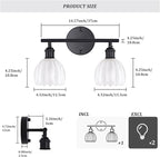 Shenmoyl Bathroom Light Fixtures, 2-Light Black Vanity Wall Light Over Mirror with White Tulip Glass Shade for Bedroom Living Room (Bulb Not Included)