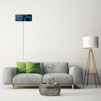 LED Digital Wall Clock with Large Display, Big Digits, Auto-Brightness, 12/24Hr Format, Modern Electric Small Silent Wall Clock for Living Room, Bedroom, Classroom, Farmhouse, Kitchen, Office - Blue