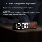 Abovsare Digital Clock for Bedroom, Clocks for Living Room Decor, Desk Table Clock, Alarm Clock Large Display with Date Week Temperature, Automatic Brightness Dimmer, Smart Cool Modern (Red)