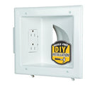 DATA COMM Electronic 45-0031-WH Recessed Low Voltage Media Wall Plate w/ Built-In Duplex Receptacle Outlet, Cable Management - Elevate Your Home Entertainment w/ Stylish White Panel