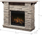 Dimplex Featherston Electric Fireplace with Mantel Surround Package | Pine with Gray Stone-Look, Includes 28" Electric Firebox Heater | 1500W | LED Flames | Remote Control | #GDS28L8-1152LR