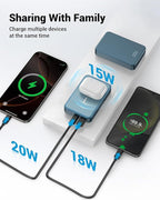 POAQCIF Magnetic Power Bank 26800mAh for Magsafe Portable Charger, Aluminum Alloy Large Capacity 20W USB-C in&Out Wireless Fast Charging for iPhone16 Plus Pro Max/15/14/13/12 Series, Blue