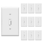 TG Toggle Dimmer Switch for LED, CFL, Incandescent Bulbs, Single-Pole or 3-Way, 2-Wire, No Neutral Required, Quiet Glide, UL-Listed, Wall Plate Included, White, 10-Pack