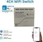Newgoal 4 Channel Smart WiFi Relay Switching Module USB 5V/AC85V-250V, Supports Bluetooth Control, eWeLink App Remote Control, for Alexa Google Home
