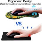 Ergonomic Mouse Pad with Wrist Support,Mouse Pad with Wrist Rest and Coaster Set,Office Supplies Non-Slip Mouse Pads for Desk, Non-Slip Comfortable,Cute Black Cat
