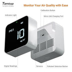 Temtop M10 Air Quality Monitor Indoor Air Quality Tester AQI PM2.5 VOCs Formaldehyde Detector for Home Air Testing, US Certified Air Sensor