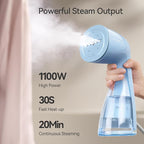 HiLIFE Upgraded Steamer for Clothes, Handheld Portable Design, 1100W Powerful Steam, 300ml Larger Tank & No Leak Tech, 30S Fast Heat-up, Quick Wrinkle Remover, Compact Size for Travel, ONLY 120V-Blue