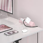 Jgstkcity Desk Clamp Power Strip,65W Fast Charging Station,4 USB-C,4 USB-A,1200J Surge Protector,ETL Listed,1875W Extension Cord,Multiple Outlets for Home, Office (Pink, 6 FT Cable)