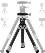 LEOFOTO Carbon Fiber Mini Table Tripod with Ball Head for Camera, Lightweight Desktop Tripod with Base, 1/4" Arca QR Plate for Phone Adaptor/Projector, Max Height 10.43", Max Load 11LB, MT-02C Plus