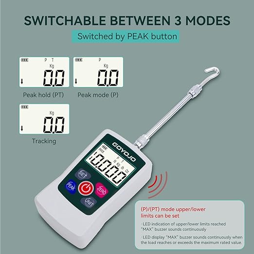 500N Digital Force Gauge High-Precision Trigger Pull Gauge for Tension & Compression Testing (N, kg, lb, oz) Push-Pull Meter with Real-Time/Peak/First Peak Modesfor Quality Control & Material Testing