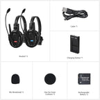 SYNCO XTalk Pro2 XPro X2 2.4GHz Wireless Headset Communication System Random Master Device 500m Operating Range Real-time Monitoring AI Noise Reduction Headset for Movie Shoot Live Show (2Pcs)