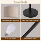 Fansdrick Floor Lamps for Living Room, 2400LM Super Bright Arc Floor Lamp with Remote Control, 3 Light Tall Floor Lamps with Stepless Dimmable, 80" Mid Century Tree Floor Lamp for Bedroom, Office