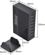OHLOPL 300W 8-Port GaN PD3.1 Desktop Charging Station | Intelligent Power Allocation, Ideal for Office and Home, Safely Charges Laptops, Phones, Tablets, and Watches