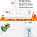 Surge Protector Power Strip - Nuetsa Flat Plug Extension Cord with 8 Outlets and 4 USB Ports, 20 Feet Power Cord (1625W/13A), 2700 Joules, ETL Listed, White