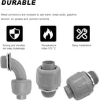 Wocloer 3/4 inch Liquid Tight Connector PVC Flexible Conduit Connector Kit,UL Listed,180 Degree and 90 Degree Connector Fittings 20 Pack(10 Pcs 180D/10 Pcs 90D)