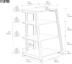 FITUEYES Design 4-Tier AV Media Stand Corner Shelf Stand Wooden Corner Shelves Component Cabinet Stereo Rack Audio Tower with Height Adjustable Wooden Shelves for ps4 (White Oak)