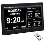 FEYBYLA 2025 New Digital Clock with Temperature/Humidity & Weather Forecast, Auto Time Sync Large Display, Custom Alarms & Medication Reminders, Ideal for Elderly(Black, 10.1-Inch)