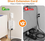 Short Extension Cord with USB and USBC Ports, Flat Outlet Extender with 10 AC Outlet 6 USB, 1 Switch & 2 LED Indicator, USB Wall Power Strip for Multiple Devices, for Home, Office, Dorm Essentials
