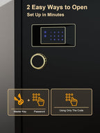 TIGERKING 11.5 Cu Ft Large Heavy Duty Home Security Safe – Digital Touchscreen Lock, Anti-Theft, Adjustable Shelves, Easy to Use, Jewelry & Valuables, Ideal for Home or Office (Black, Classic Style)