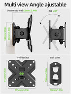 USX MOUNT Small TV Wall Mount Monitor Bracket | RV TV Mount | with Swivel and Tilt VESA Wall Mount for 10-26 27 32 inch LED OLED TVs and Monitors - VESA Size Up to 100x100mm and 22lb Capacity-XMS002
