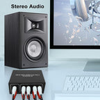 4-Way Stereo L/R Sound Channel Bi-Directional Audio Switcher, 1 in 4 Out or 4 in 1 Out, L/R Sound Channel Audio Switch Splitter RCA Stereo Switch Selector for DVD Stereo Speaker CD Player