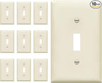 ENERLITES Toggle Light Switch Wall Plate, Standard Size 1-Gang 4.50" x 2.76", Unbreakable Polycarbonate Thermoplastic, UL Listed, 8811-LA-10PCS, Light Almond, 10 pack