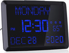 11.5" Large Display Digital Calendar Clock for Seniors, Digital Clock with Date and Day of Week for Elderly, 3 Alarms, 5 Dimmer, Temperature, Alarm Clock for Bedroom Living Room