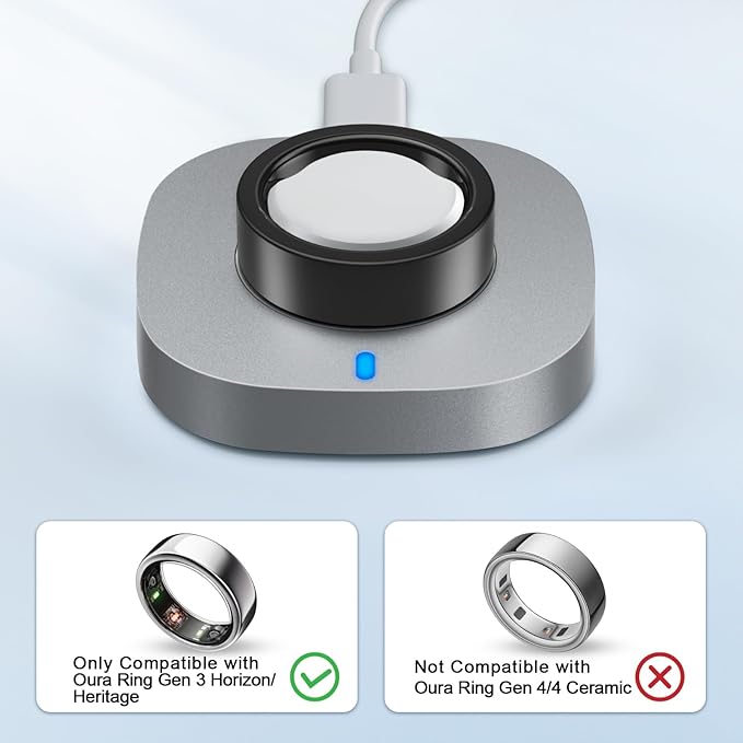 ZOOROO Charger Compatible with Oura Ring Gen 3 Size 13, Fast Charging Dock with USB-C Cable
