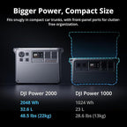 DJI Power 2000 Portable Power Station, Solar Generator with Panel, 2048Wh LFP Battery, 3000W Output, Car Power Outlet to SDC Power Cable, Car Charging, Camping, Road Trip, RV