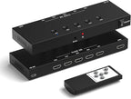 RuiPuo 5Port HDMI Switcher 8K@60Hz 5In 1Out HDMI Selector with IR Remote Supports Full HD 4K/1080P/3D & HDCP2.2 for Switch,Xbox,PS4/PS5,Fire Stick,Roku,Apple TV etc.