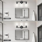 Guliaofo 3-Light Black Vanity Lights, E26 Modern Bathroom Light Fixtures with Clear Glass Shade, Wall Lamps for Mirror Kitchen Hallway Cabinet Living Room Sconces Lights