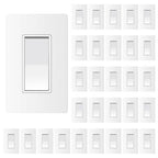 ThunderWay 3 Way Matte White Light Switch with Cover Plate, 15A 120/277 V Three Way Decorative Paddle Switches, Self-Grounding, Residential and Commercial Grade, UL Listed, 30 Pack