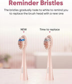 MySmile DY156 Electric Toothbrush for Adults, Rechargeable Sonic Battery Toothbrush Portable with 3 Brush Heads, 2 Mins 5 Modes Smart Timer, 45000VPM, One Charge for 60 Days - Pink