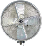 Hydromist Oscillating Wall Mounted Outdoor-Rated Fan, 3-Speed Control on Cord, Alum Fan Blade, Mounting Bracket and Black Cover Included, 24”, Silver