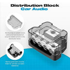 Distribution Block Car Audio, Malictele 4 Way 1x0/2/4 Gauge In 4x4/8 Gauge Out Power Distribution Block Ground Distributor Connecting Block for Car Amplifier Audio Splitter use in Vehicles Boats 2 PCS