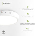 ASD LED 12" Round Flush Mount Ceiling Light Fixture, Low Profile Surface Lighting | 5CCT, Dimmable, Battery Backup, ETL Listed | 24W 2100LM 2700-6000K 120V | Kitchen, Hallway Lamp | White