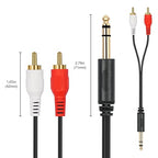 SiYear Gold-Plated 6.35mm 1/4 inch Male TRS Stereo Plug to 2 RCA Phono Male Audio Y Splitter Cable,Connector Wire Cord Plug (1.5M)