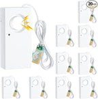 Hoteam 20 Pcs Water Sensor Alarm Leak Detector 120db Water Leak Alarm 9v Battery Flood Sensor Detector Overflow Security Alert for Home Basement Kitchen Garage Bath Tub Sink, White
