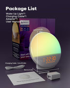 Sunrise Alarm Clock for Heavy Sleepers, Wake Up Light with Sunrise/Sunset Simulation, Dual Alarms & Natural Sounds, Snooze & Sleep Aid, FM Radio, 7 Colors Night Light for Bedroom, Ideal for Gift
