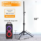 Small Speaker Stands, Lightweight 35mm Compatible Insert, Adjustable Height from 24-50 Inch Speaker Tripod Stand Support 55 LB with Storage Bag