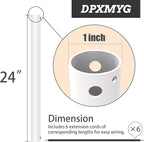 DPXMYG 24 inch Ceiling Fan Downrod with Extension Cord, 2 FT White Downrod for Ceiling Fan, 1 inch Outside Diameter, Ceiling Fan Boom Suitable for a Wide Range of Fans (White, Not Threaded)