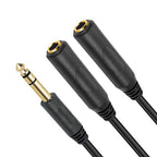 SiYear 6.35mm 1/4 inch Male Plug Stereo to 2 Dual 1/4 "TRS Female Jack Connector Audio Speaker Cable, Y Splitter Adapter Cable (20CM / 8Inch)