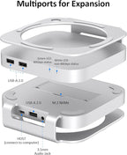 Akkyajaure 40Gbps USB4 Hub & Stand for Mac mini M4/M4 Pro, All-Aluminum Docking Station with 40Gbps M.2 SSD (NVMe PCle) Enclosure, 3*USB 2.0, 3.5mm Audio, USB4 Host | Mac mini M4 USB-4 Dock