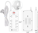 Surge Protector Power Strip - Nuetsa Flat Plug Extension Cord with 8 Outlets and 4 USB Ports, 20 Feet Power Cord (1625W/13A), 2700 Joules, ETL Listed, White